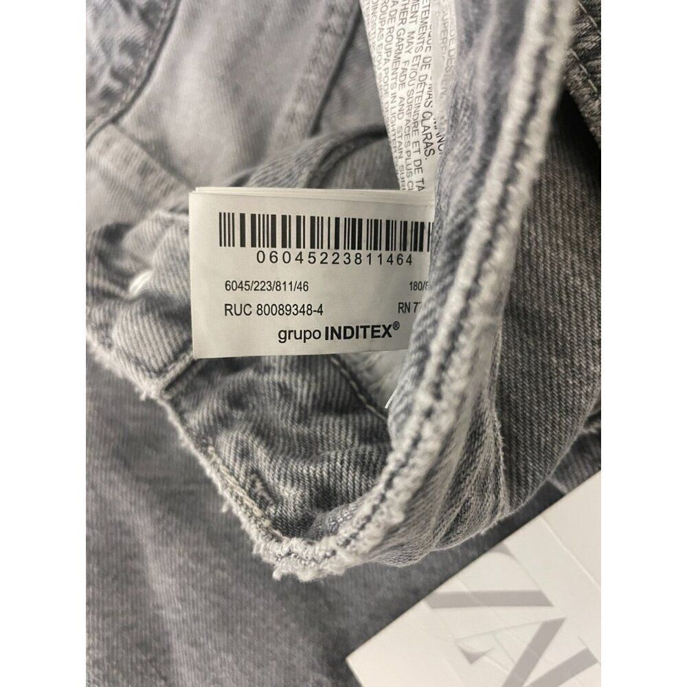 Zara Womens Wide Jeans EU 46 US 14 Gray Mid Rise Full length Denim 6045/223 NWT - Picture 7 of 10